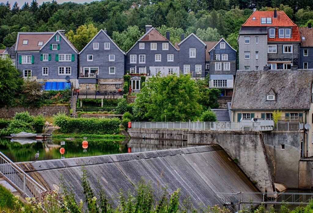 beyenburg, talsperre, wuppertal, wasser, häuser, gebäude, panorama, natur, spiegelung, reflektion, wuppertal, wuppertal, wupp