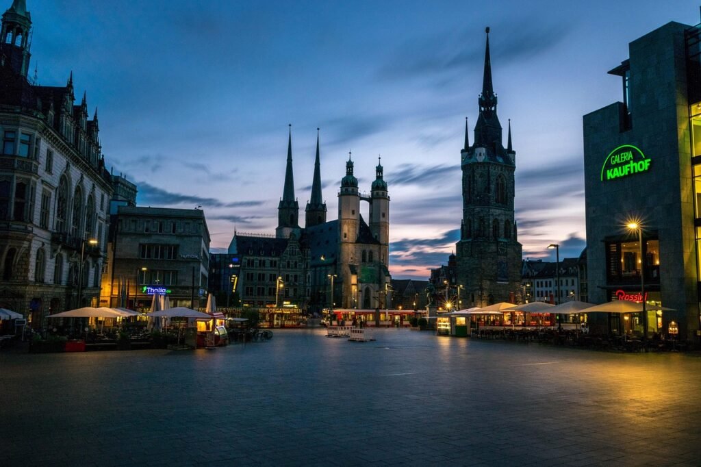 hall, halle germany, marketplace, saxony-anhalt, germany, historic center, market church, landmark, old building, church, red