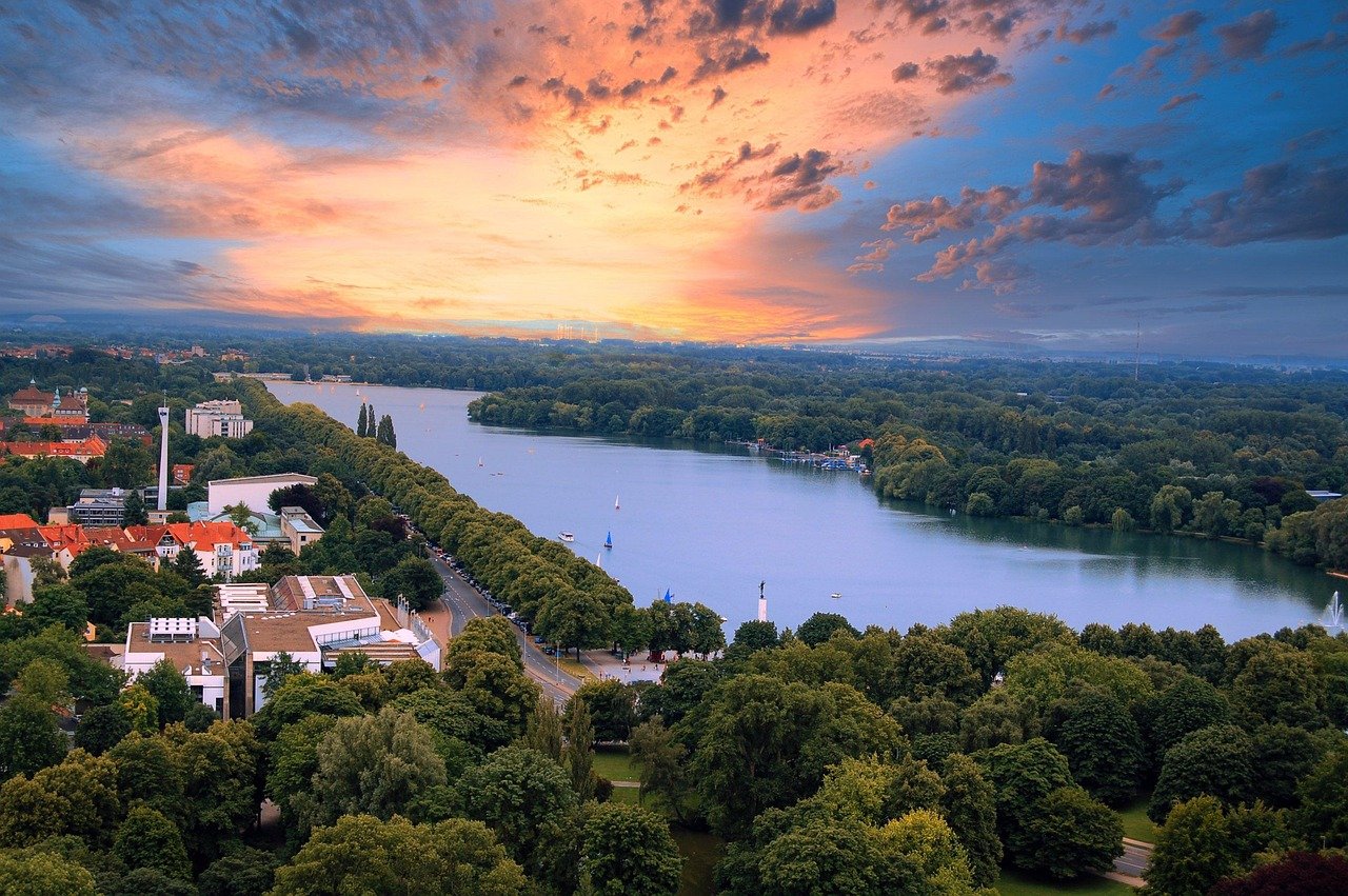 maschsee, hannover, natur, sonnenuntergang, wasser, ndr, ufer, rathausblick, bäume, südstadt